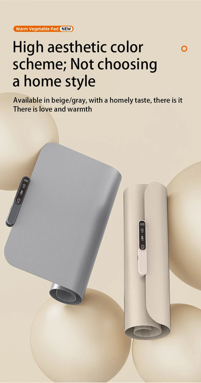 TINSOL Portable Silicone Food Warmer Pad with 8 Temperature Settings for Meal Insulation and Heating