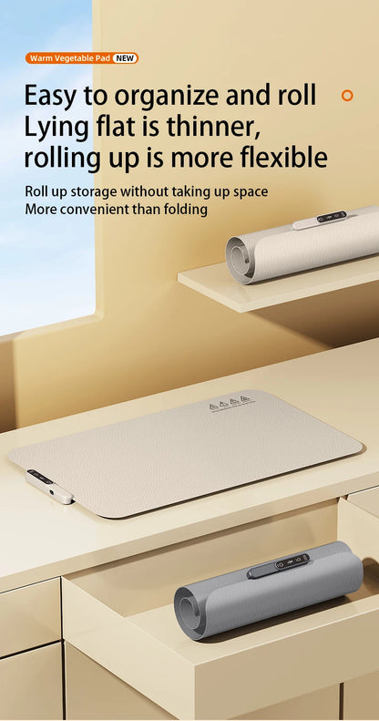 TINSOL Portable Silicone Food Warmer Pad with 8 Temperature Settings for Meal Insulation and Heating