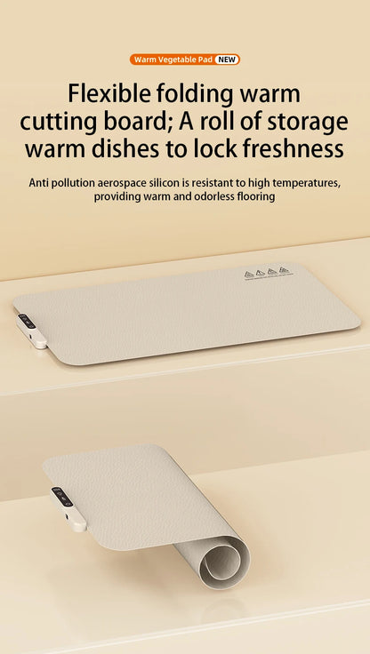 TINSOL Portable Silicone Food Warmer Pad with 8 Temperature Settings for Meal Insulation and Heating