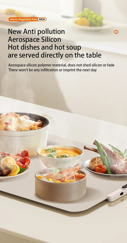 TINSOL Portable Silicone Food Warmer Pad with 8 Temperature Settings for Meal Insulation and Heating