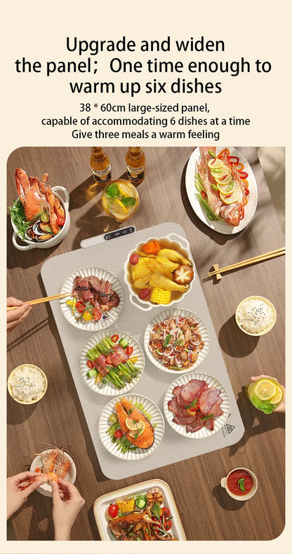 TINSOL Portable Silicone Food Warmer Pad with 8 Temperature Settings for Meal Insulation and Heating