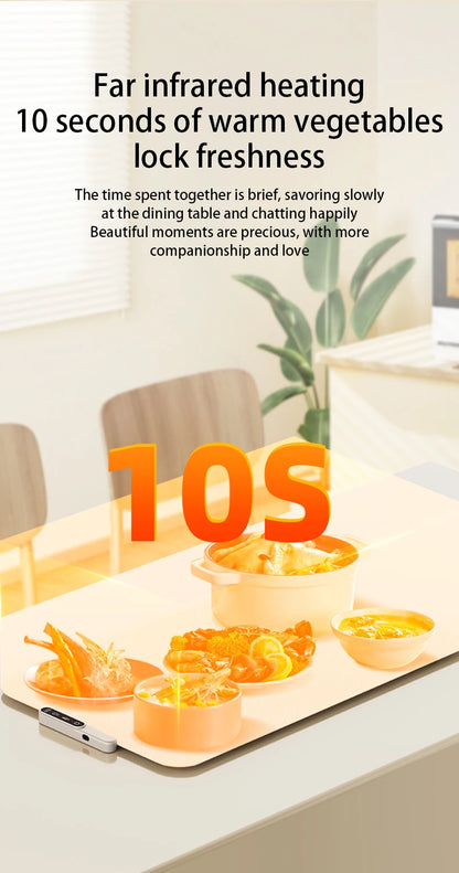 TINSOL Portable Silicone Food Warmer Pad with 8 Temperature Settings for Meal Insulation and Heating