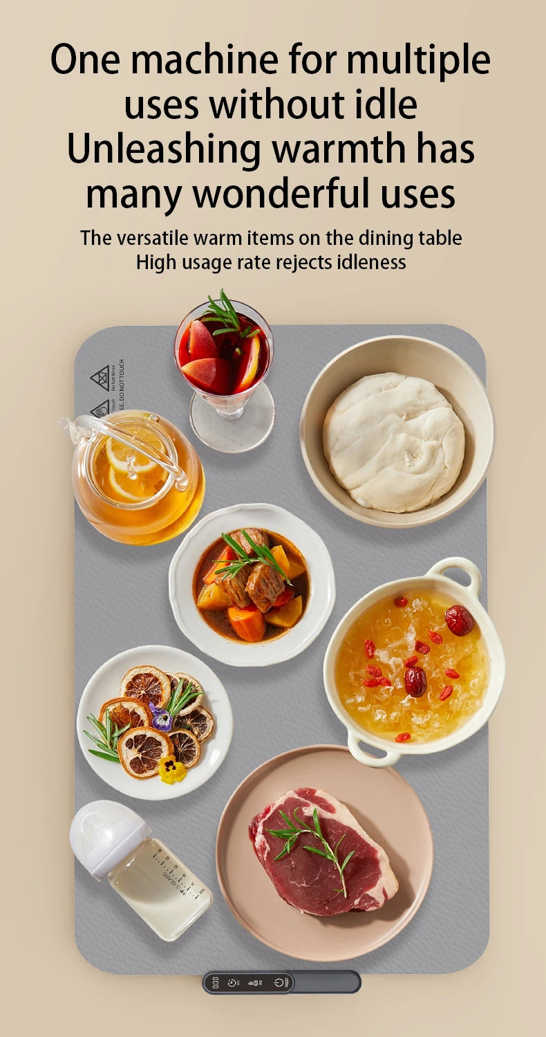 TINSOL Portable Silicone Food Warmer Pad with 8 Temperature Settings for Meal Insulation and Heating