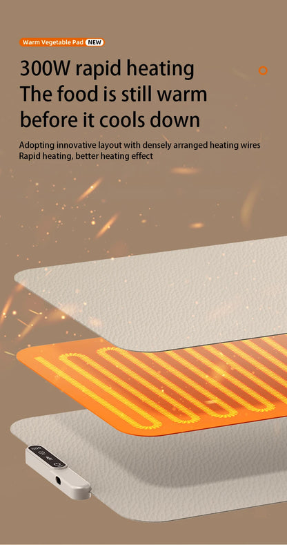 TINSOL Portable Silicone Food Warmer Pad with 8 Temperature Settings for Meal Insulation and Heating