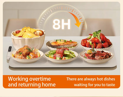 TINSOL Portable Silicone Food Warmer Pad with 8 Temperature Settings for Meal Insulation and Heating