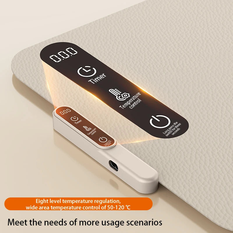 TINSOL Portable Silicone Food Warmer Pad with 8 Temperature Settings for Meal Insulation and Heating