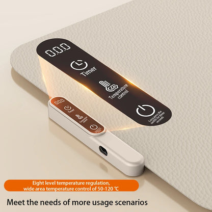 TINSOL Portable Silicone Food Warmer Pad with 8 Temperature Settings for Meal Insulation and Heating